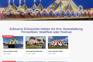 TYPO3-Seite eines Hamburger Zirkuszelt-Verleihers